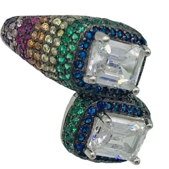 NWT PRIDE RAINBOW STERLING SILVER COCKTAIL RING - Picture 3 of 11